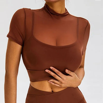 Women’s Short-Sleeve Sports Crop – Lightweight & Breathable