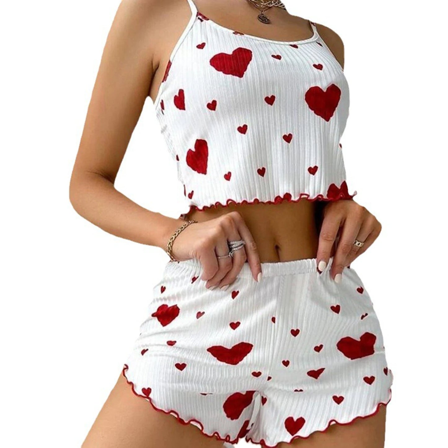 Women’s Love Print Pajama Set – Tank & Shorts