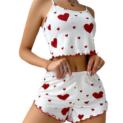 Women’s Love Print Pajama Set – Tank & Shorts