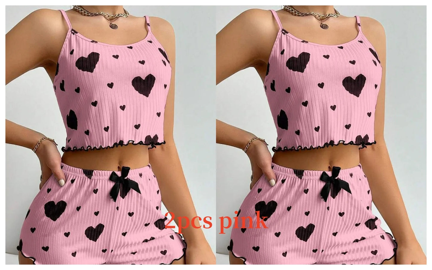 Women’s Love Print Pajama Set – Tank & Shorts