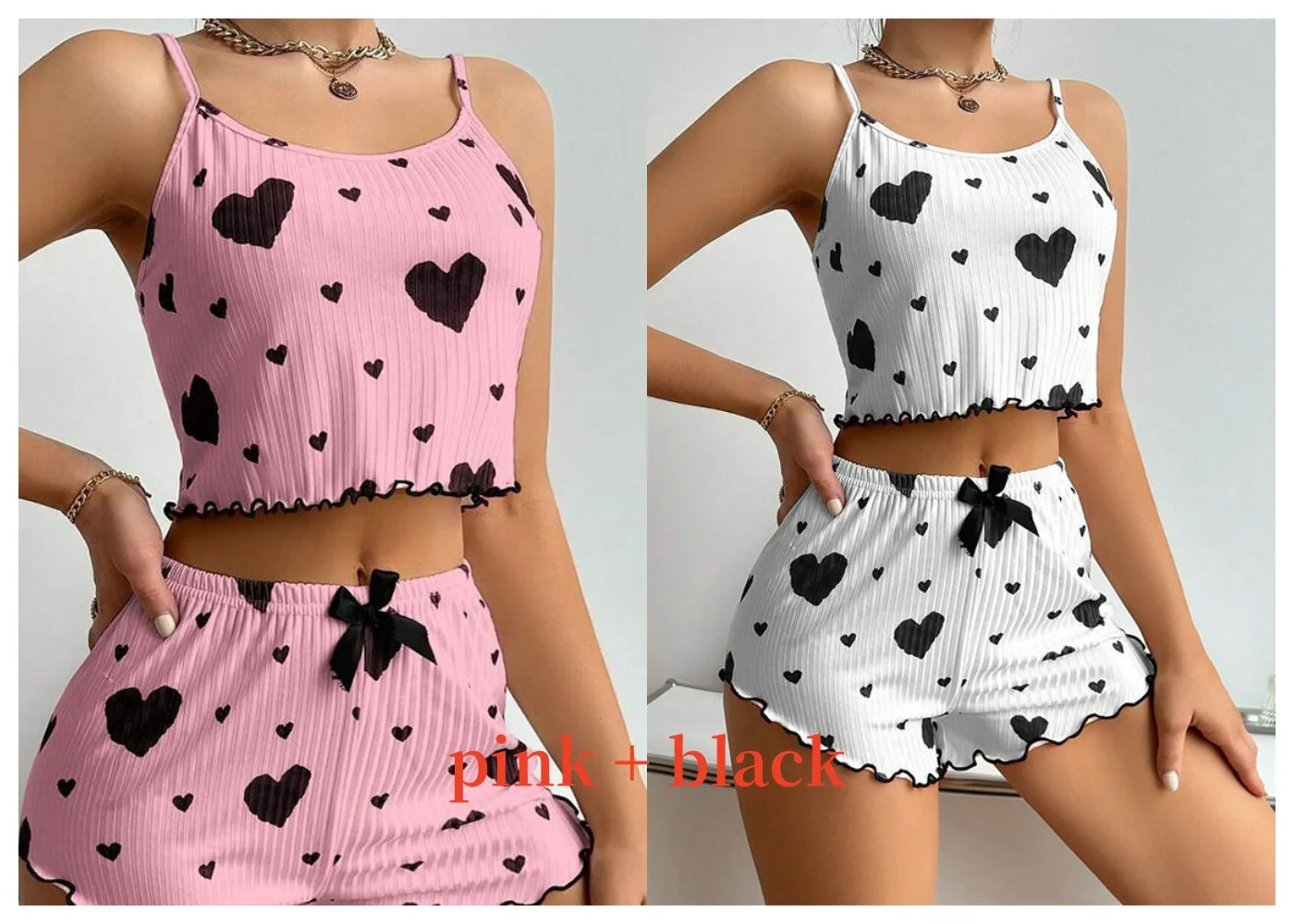 Women’s Love Print Pajama Set – Tank & Shorts
