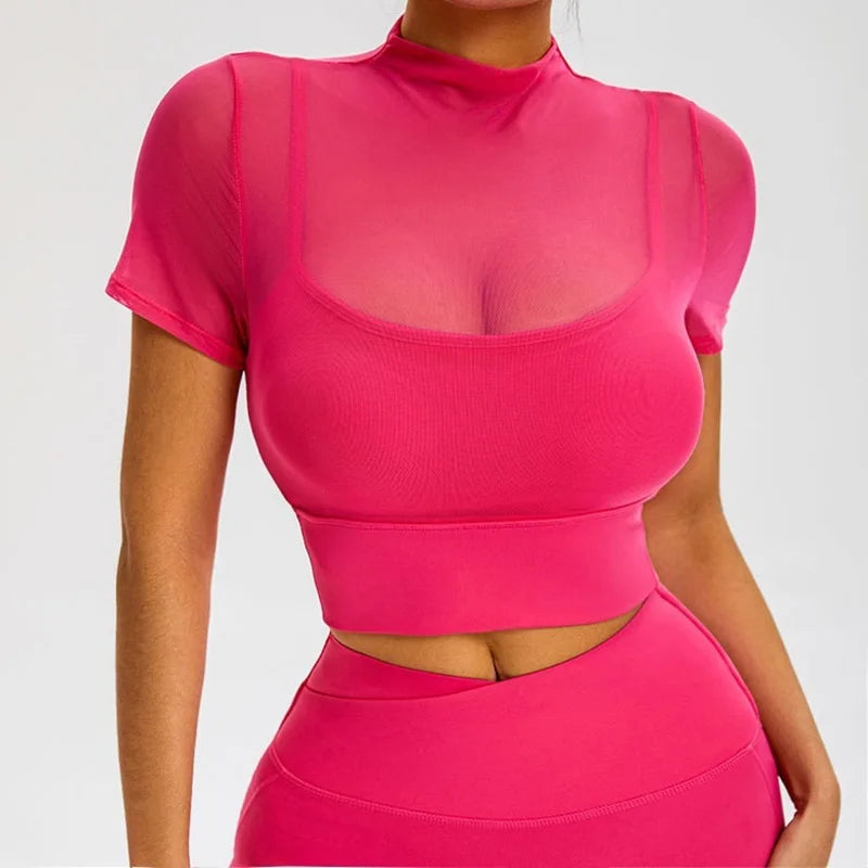 Women’s Short-Sleeve Sports Crop – Lightweight & Breathable