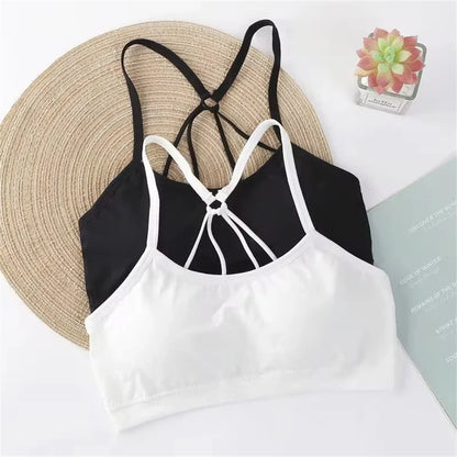 Women’s Wireless Yoga Bra – Padded Comfort with Strap Detail