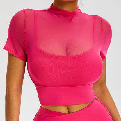 Women’s Short-Sleeve Sports Crop – Lightweight & Breathable