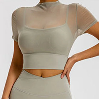 Women’s Short-Sleeve Sports Crop – Lightweight & Breathable
