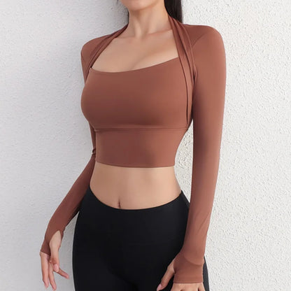 Women’s Fitness Crop Top – Breathable Gym Long-Sleeve