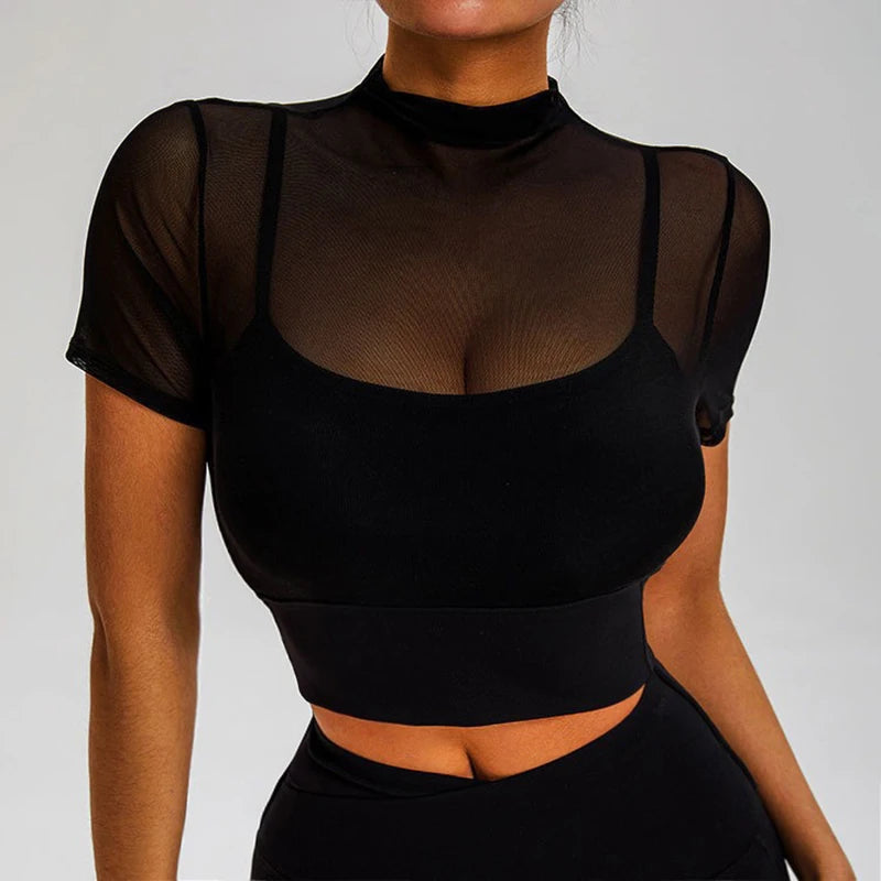 Women’s Short-Sleeve Sports Crop – Lightweight & Breathable