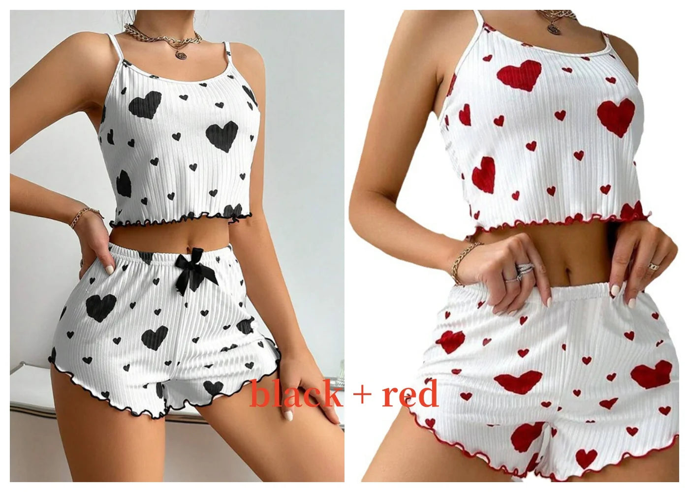 Women’s Love Print Pajama Set – Tank & Shorts