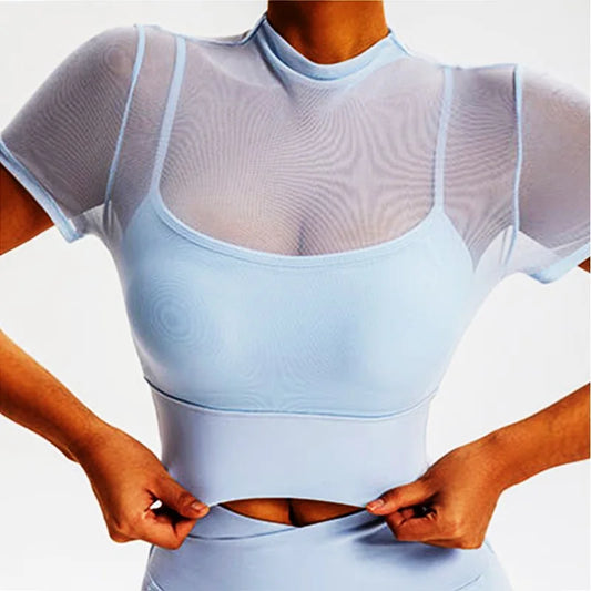 Women’s Short-Sleeve Sports Crop – Lightweight & Breathable