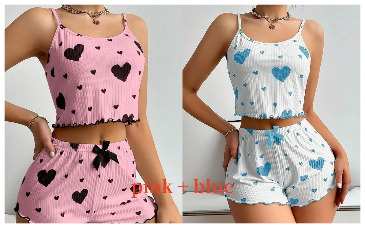 Women’s Love Print Pajama Set – Tank & Shorts
