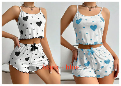 Women’s Love Print Pajama Set – Tank & Shorts