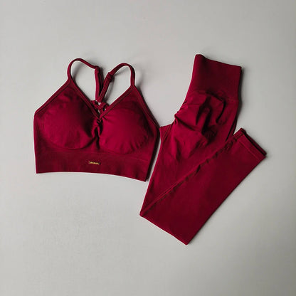 2-Piece Activewear Set – V-Neck Bra & Leggings