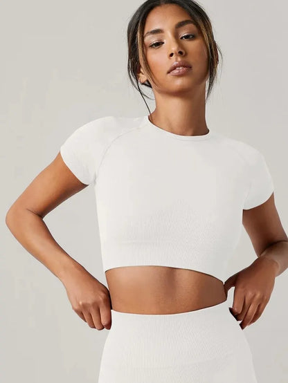 Seamless Short Sleeve Yoga Shirt – Stylish Women’s Fitness Top | Ailune