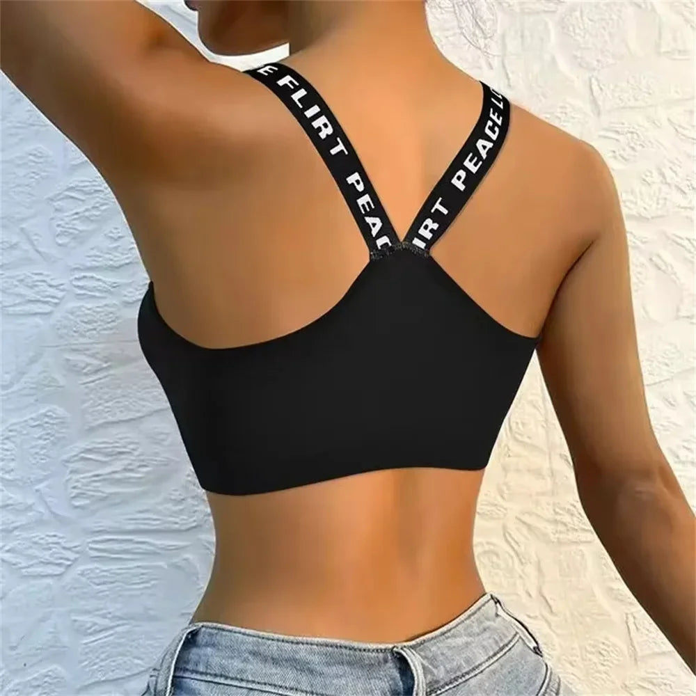 Women’s Wireless Yoga Bra – Padded Comfort with Strap Detail