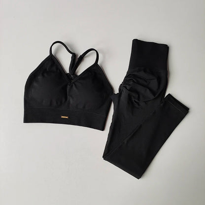 2-Piece Activewear Set – V-Neck Bra & Leggings