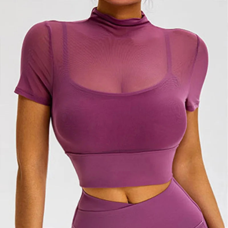 Women’s Short-Sleeve Sports Crop – Lightweight & Breathable