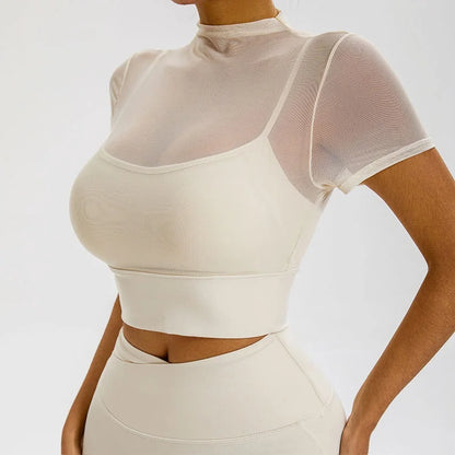 Women’s Short-Sleeve Sports Crop – Lightweight & Breathable