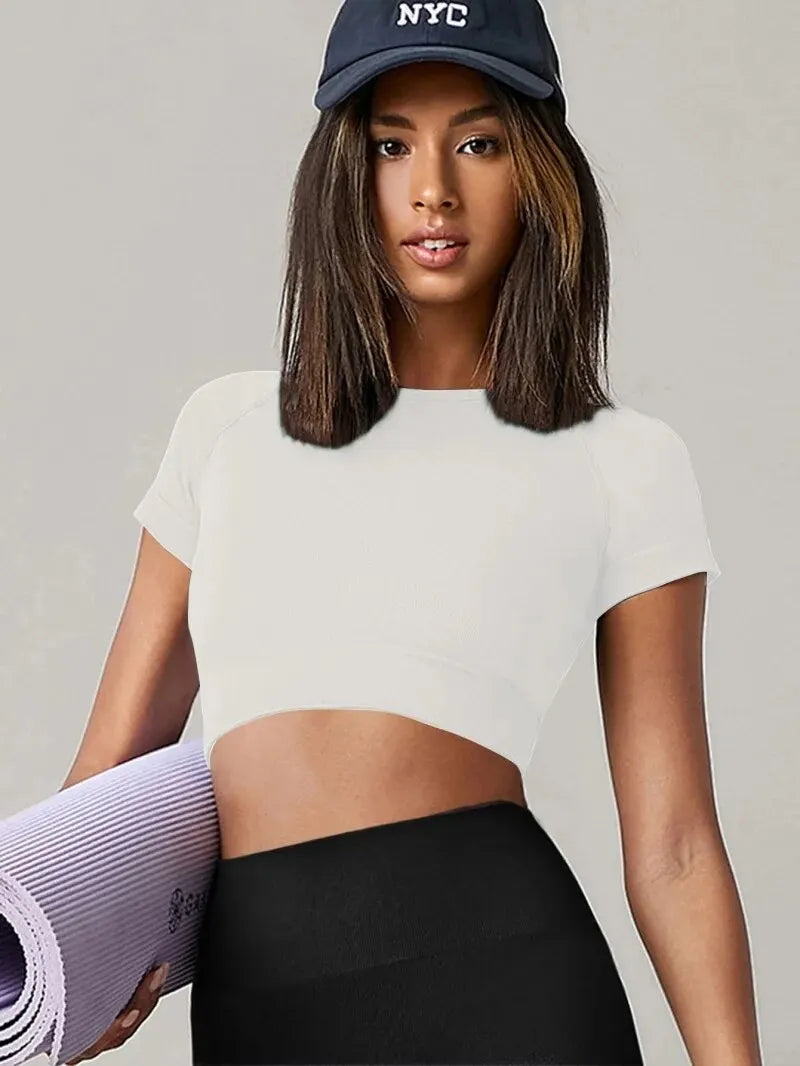 Seamless Short Sleeve Yoga Shirt – Stylish Women’s Fitness Top | Ailune