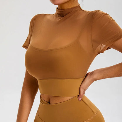 Women’s Short-Sleeve Sports Crop – Lightweight & Breathable