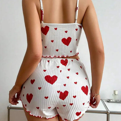 Women’s Love Print Pajama Set – Tank & Shorts