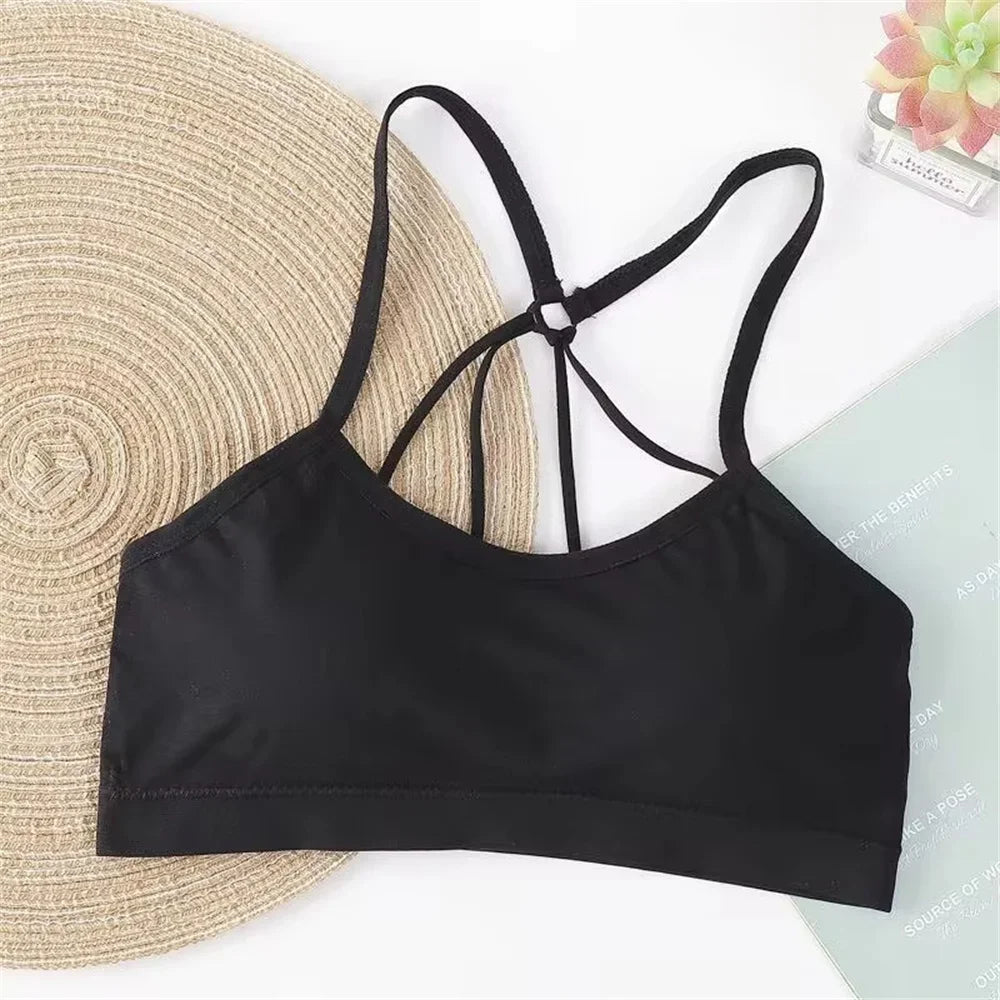 Women’s Wireless Yoga Bra – Padded Comfort with Strap Detail