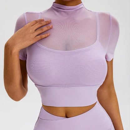 Women’s Short-Sleeve Sports Crop – Lightweight & Breathable