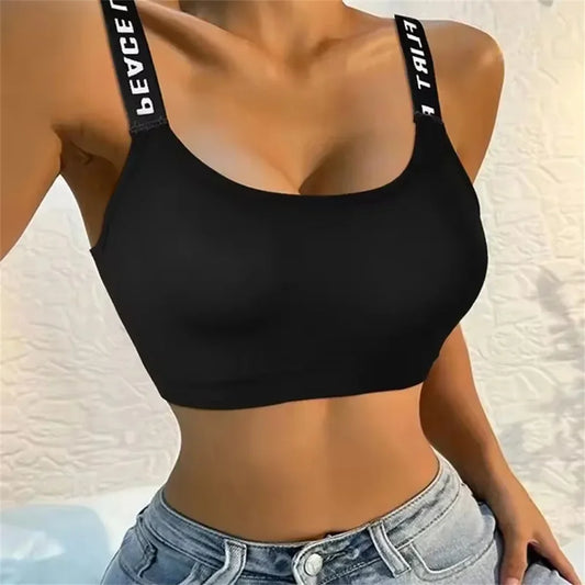 Women’s Wireless Yoga Bra – Padded Comfort with Strap Detail