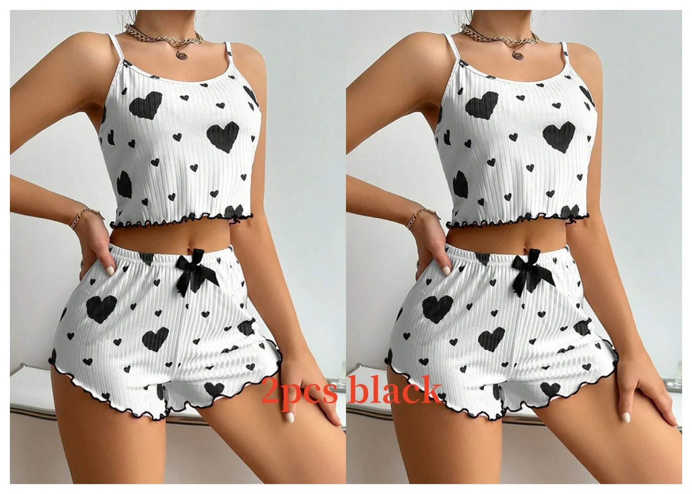Women’s Love Print Pajama Set – Tank & Shorts