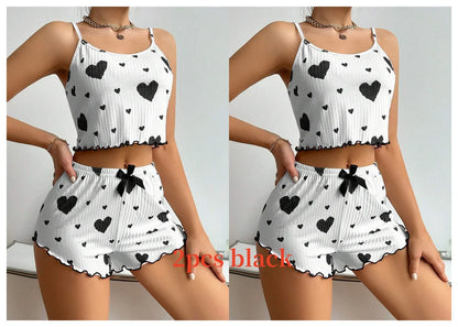 Women’s Love Print Pajama Set – Tank & Shorts