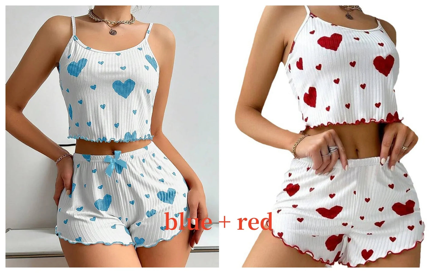 Women’s Love Print Pajama Set – Tank & Shorts
